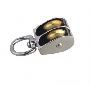 Double Wheel Pulley,Swivel Ring,Zinc Cast,Nickel Plated